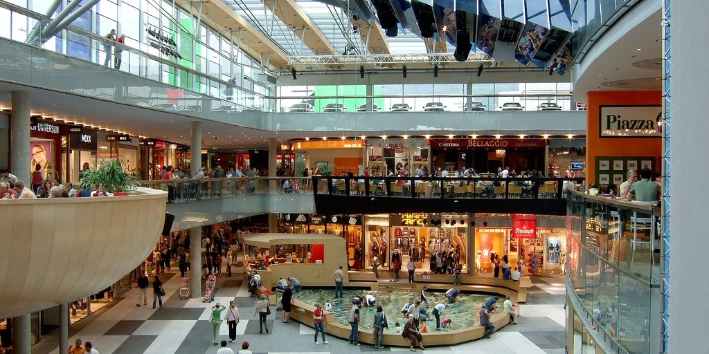 family shopping at a modern mall in Norfolk
