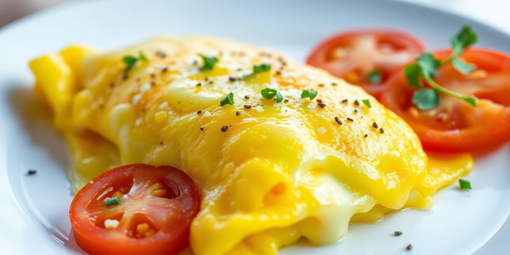 Top 15 Receitas de café da manhã low carb 2 Omelete de queijo com ervas frescas e tomate.