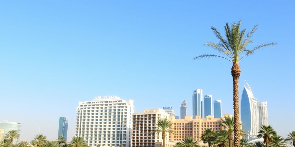 Abu Dhabi skyline with affordable hotels