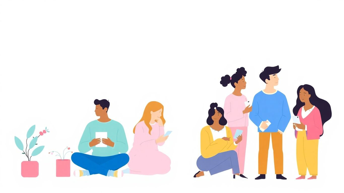 Illustrasjon av forbrukere med innovative produkter.