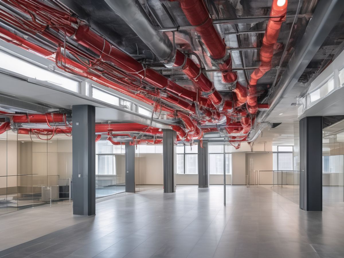 fire sprinkler system in a modern building