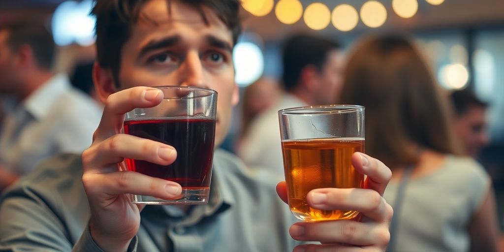 Person with ADHD holding a glass of alcohol.