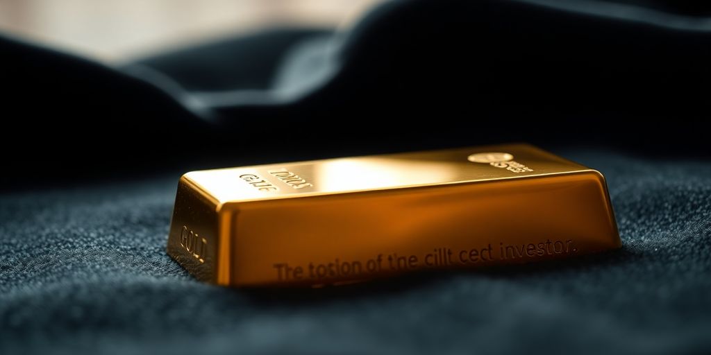Barre d'or sur un fond de velours sombre.