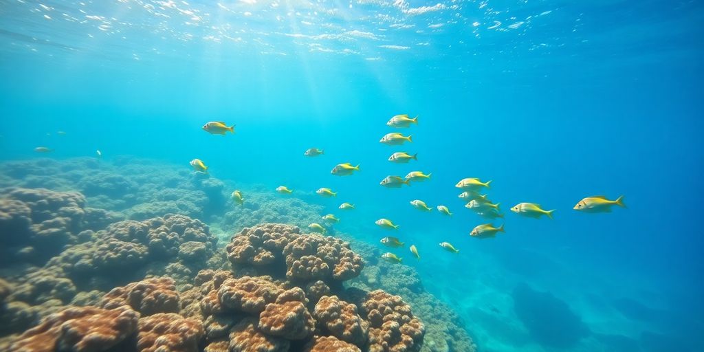 Vibrant coral reef teeming with diverse marine life.