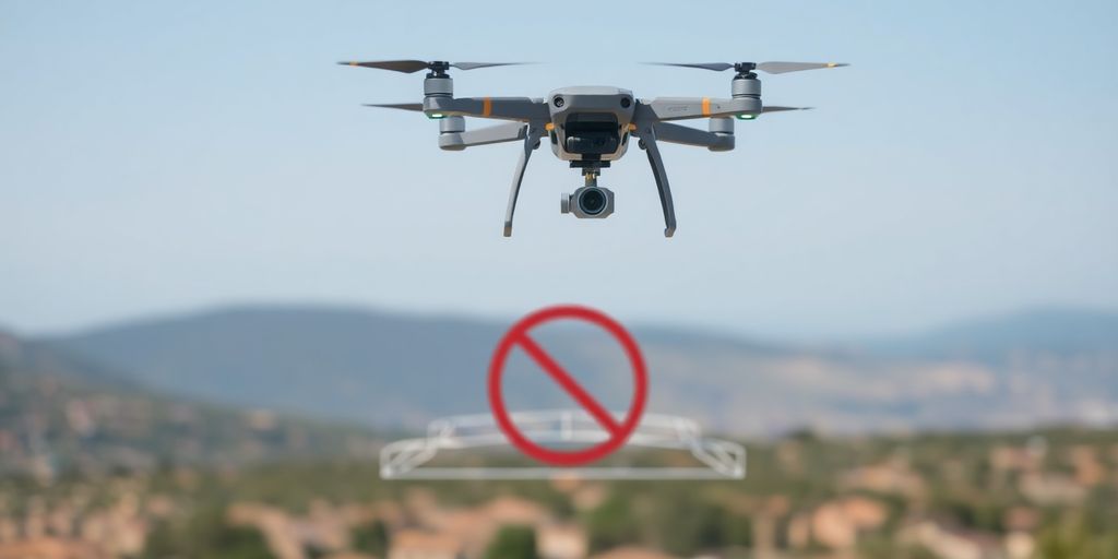 Vue aérienne d'un drone au-dessus d'une zone restreinte.
