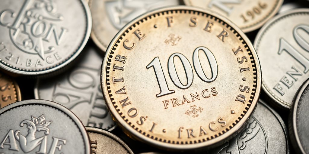 Une pièce de 100 francs en argent français.