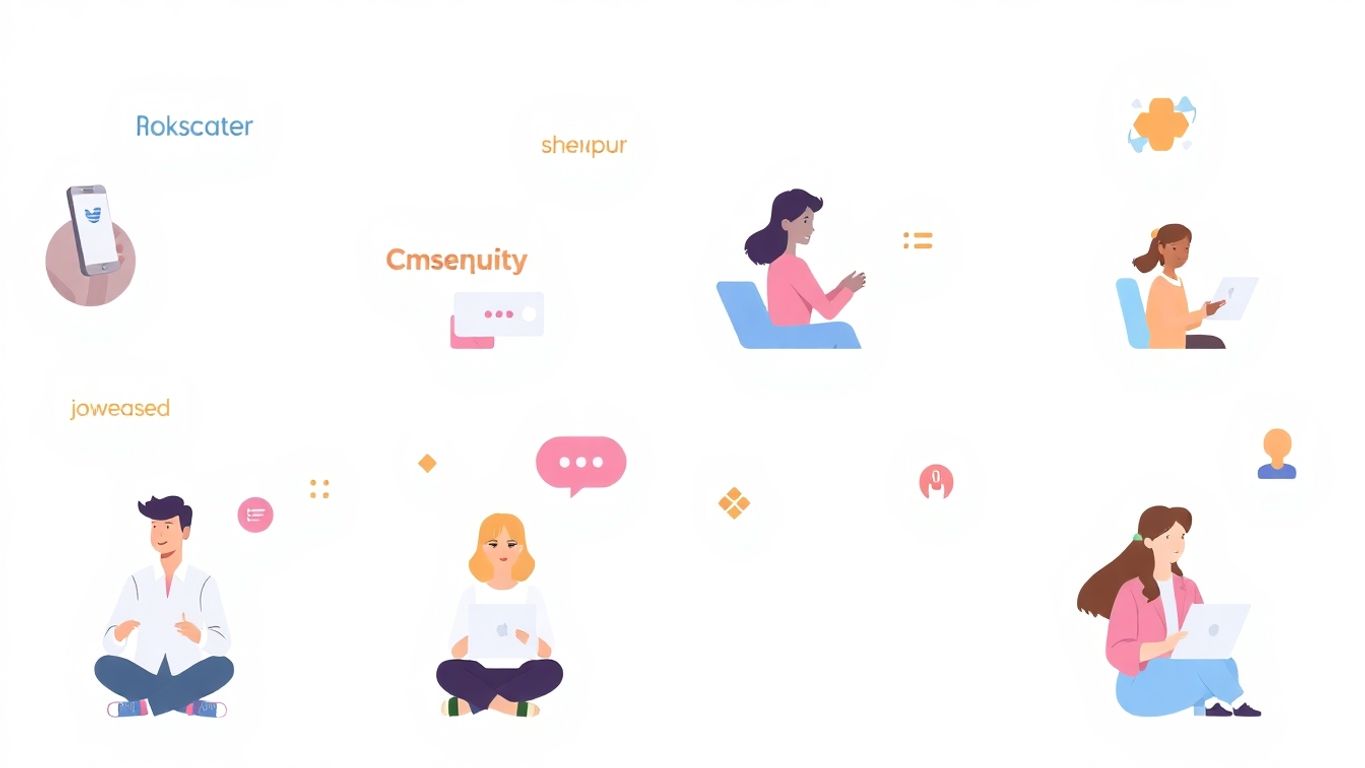 Moderne illustrasjoner av merkevarer og digital tilstedeværelse.