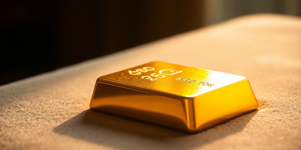 Lingot d'or sur un fond velouté.