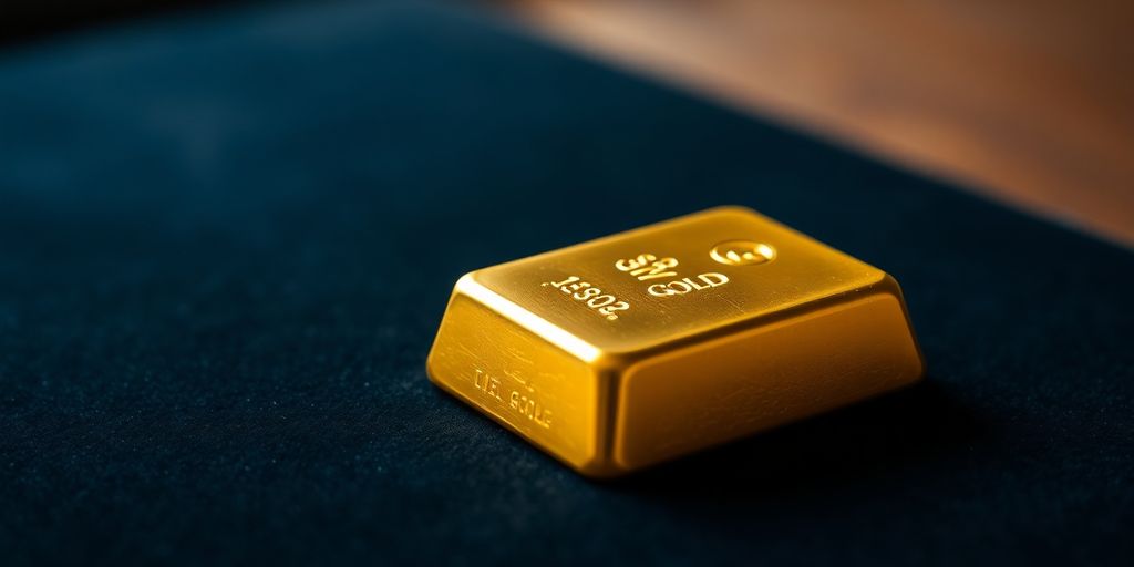Lingot d'or brillant sur un fond flou.