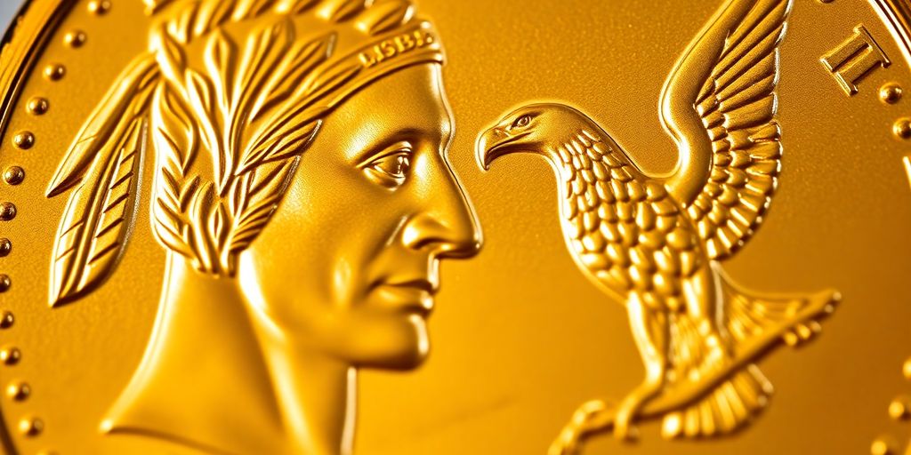 Une pièce d'or américaine avec une tête d'aigle.