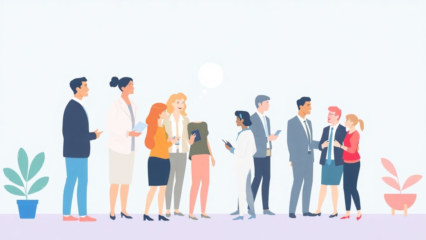 Nettverksbygging mellom profesjonelle i et moderne miljø.