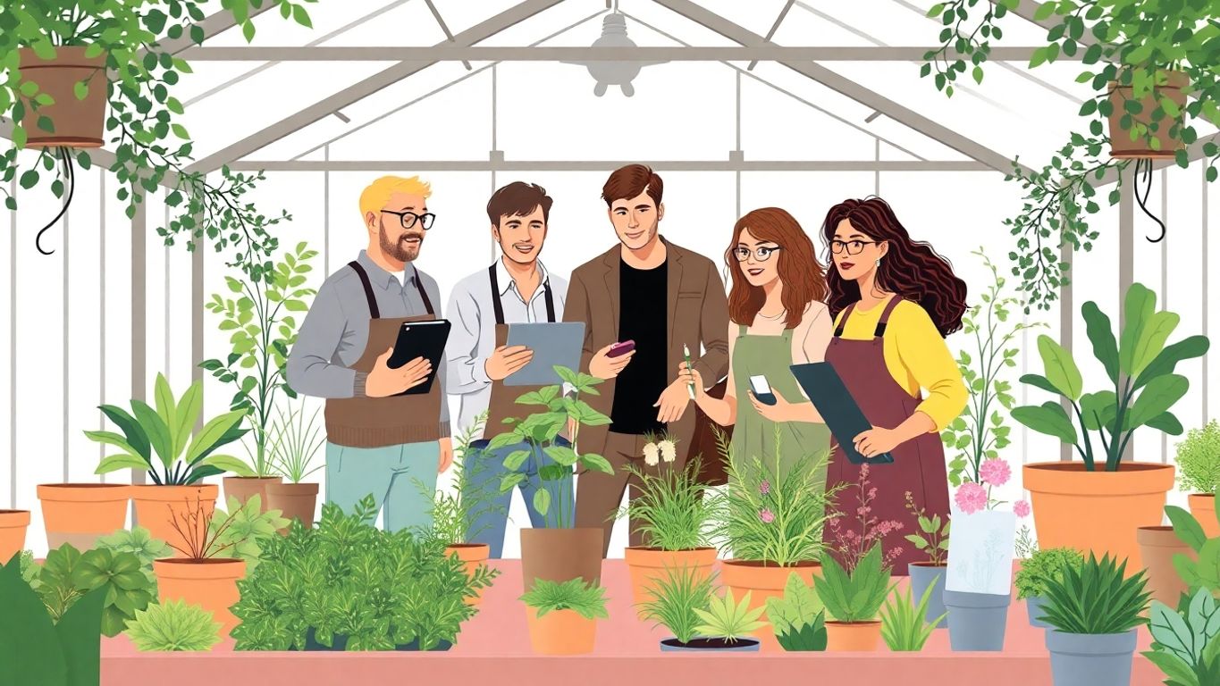 Gründere samarbeider i en moderne næringshage.