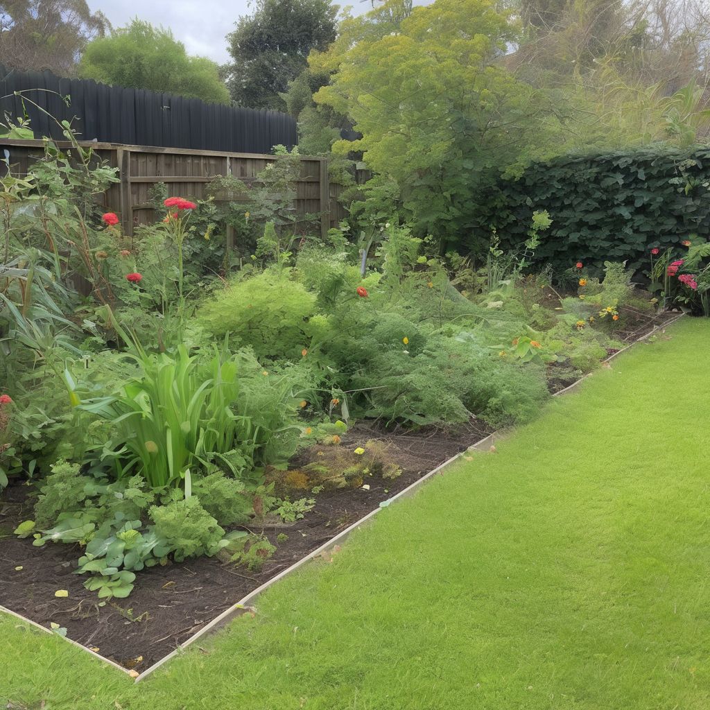 overgrown garden beds being cleared