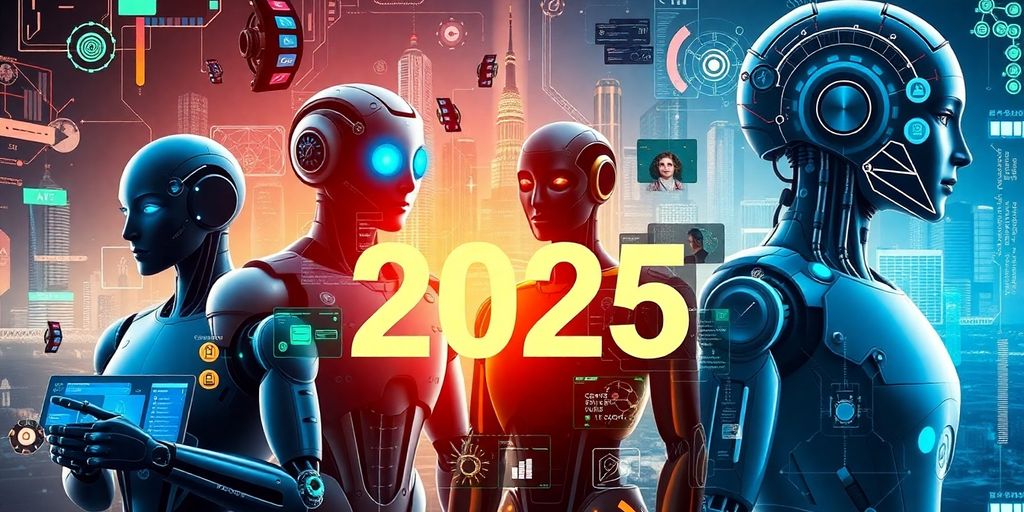 Futuristic AI agents in diverse technological environments.