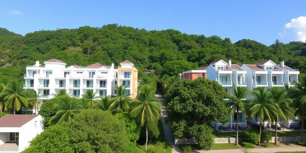 Modern condominiums amidst tropical greenery in Rawai.