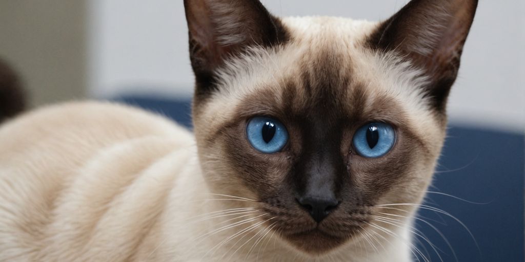 Siamese cat with blue eyes and dark points