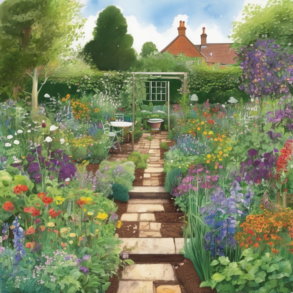 British garden with compost top dressing