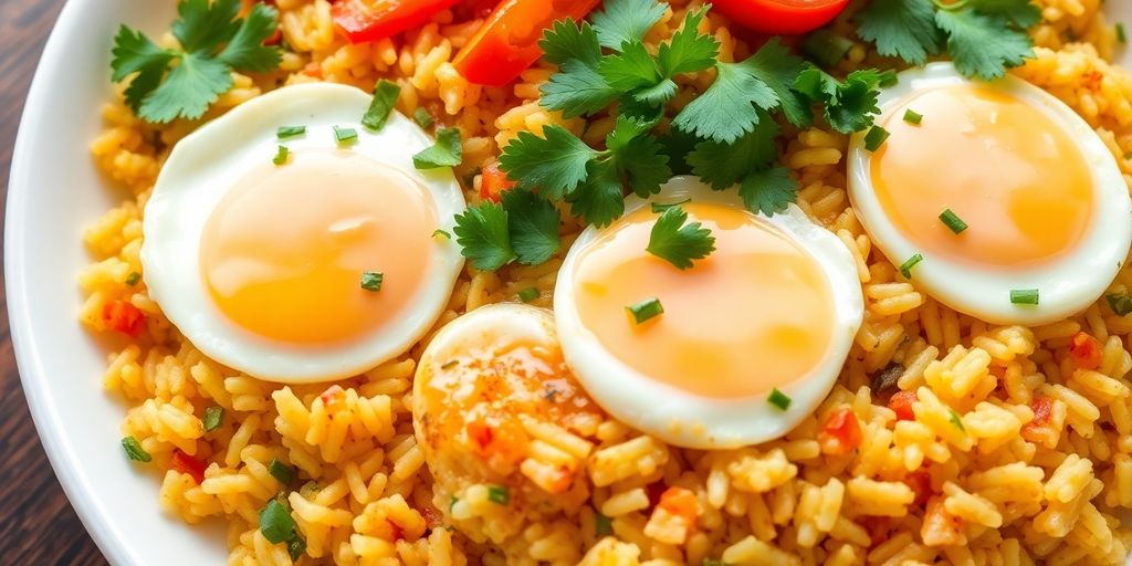 ข้าวผัดไข่ที่สวยงามและน่าทาน