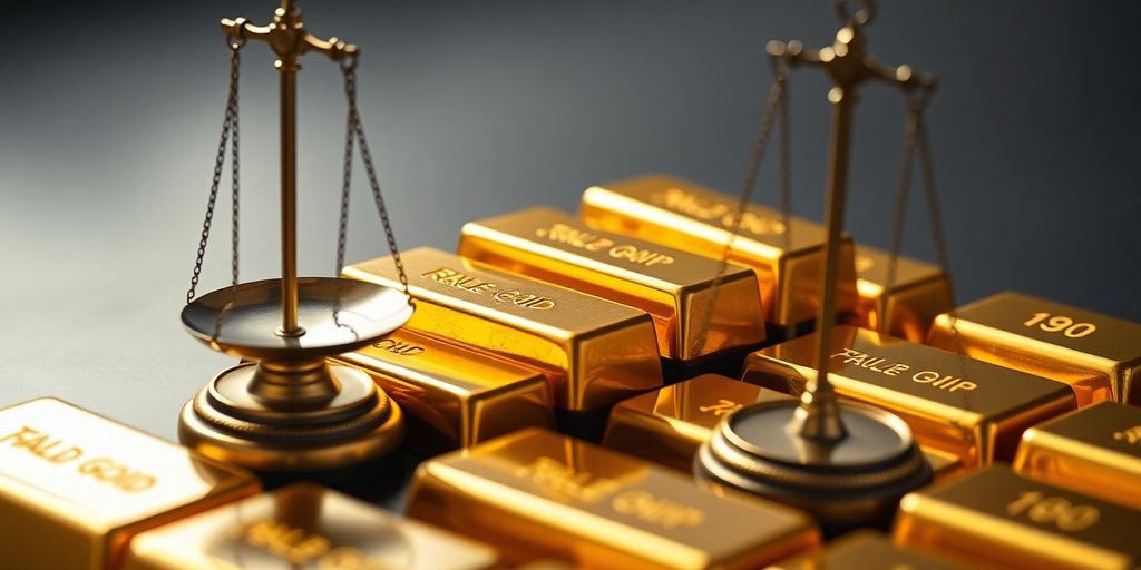Lingots d'or et une balance équilibrée.