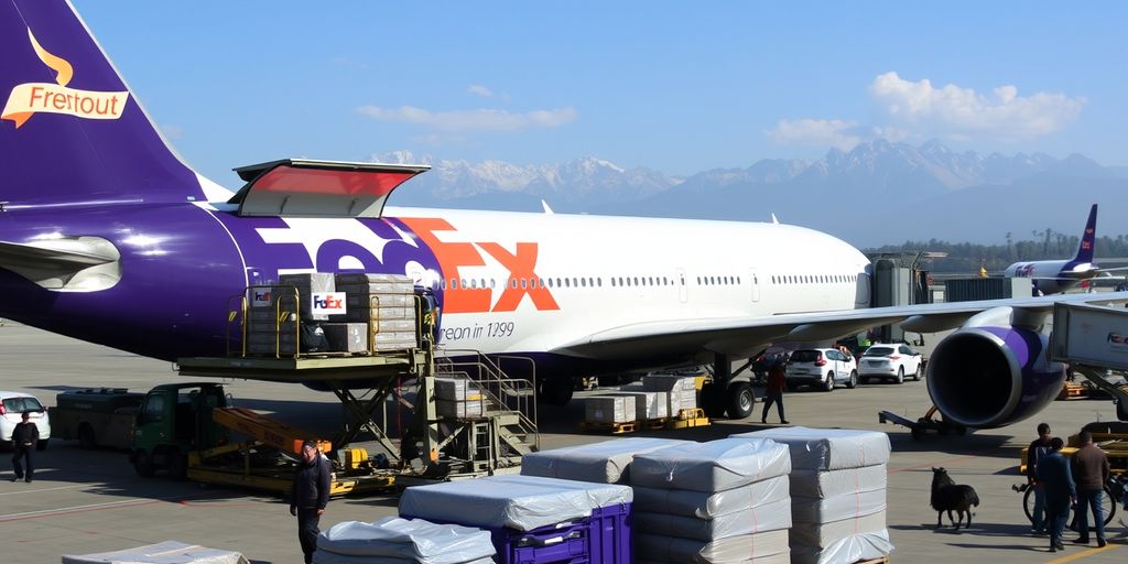 FedEx cargo plane at Nepal airport