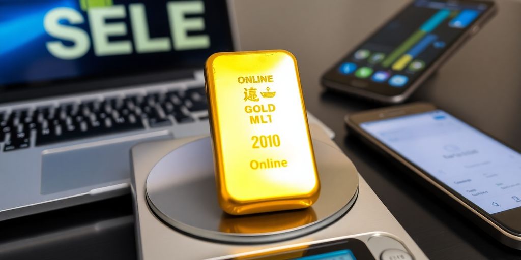 Lingot d'or sur une balance numérique avec des appareils.