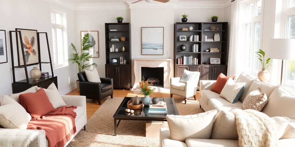 Cozy living room with new home decor items.