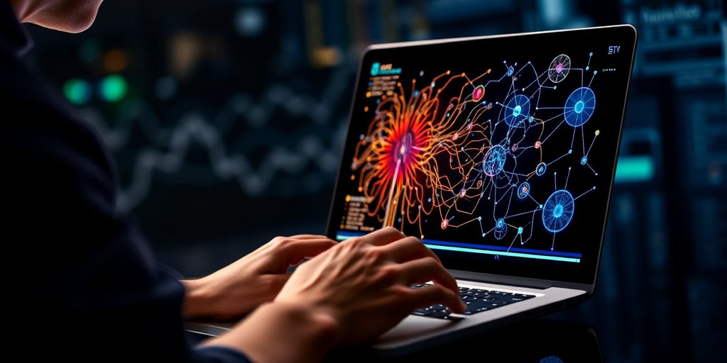 Person learning AI concepts from a laptop.