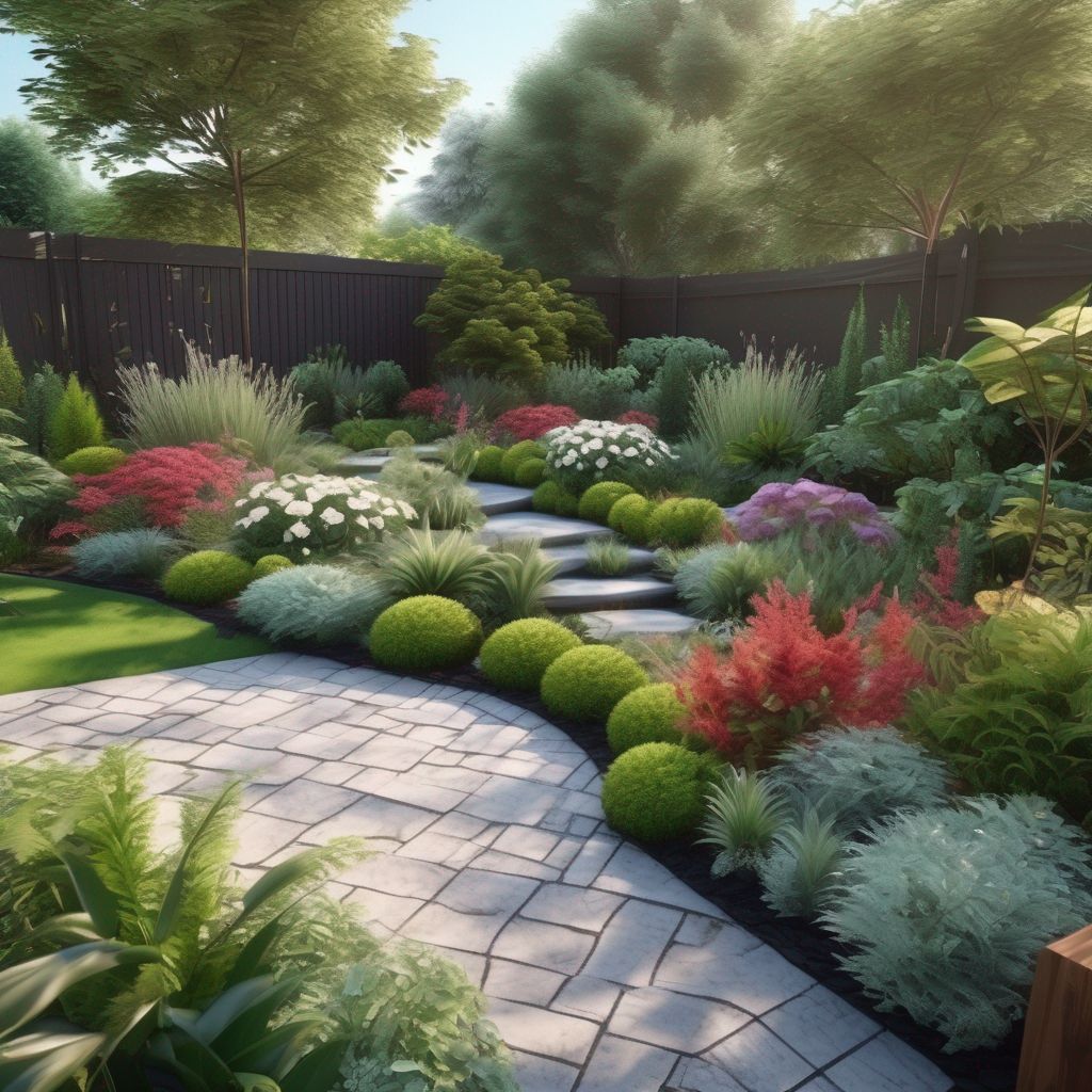 beautiful garden landscape design with diverse plants