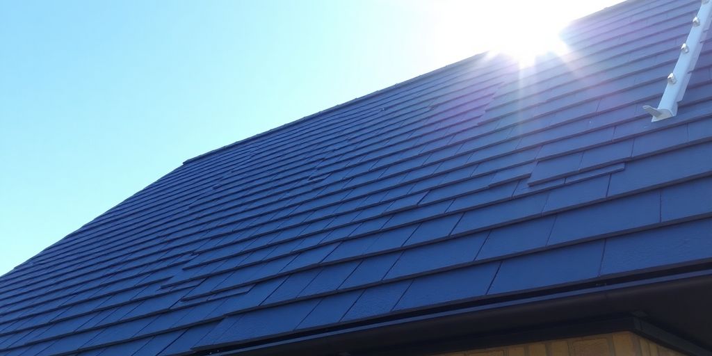 Photographic image of a slate roof on a house.