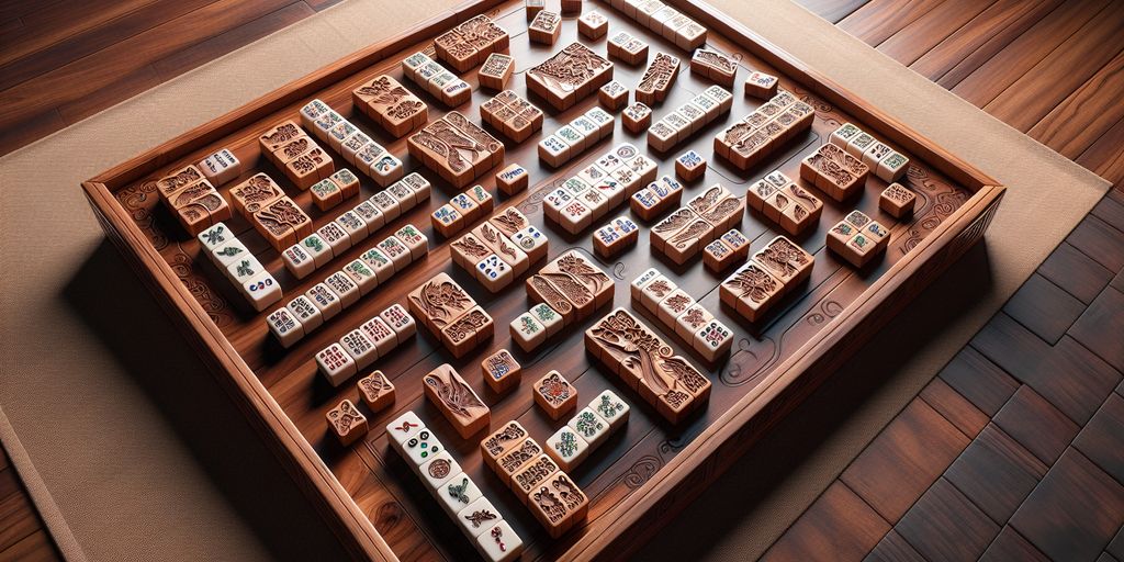 mahjong tiles on a table