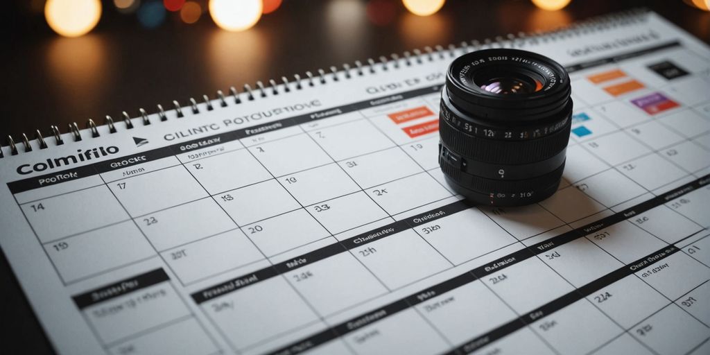 Social media content planning calendar with icons and tools