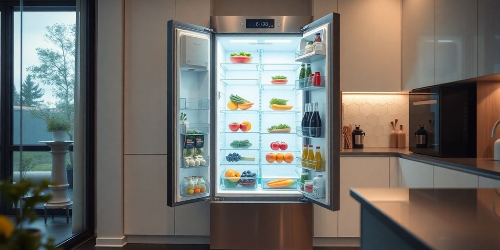 Moderner Kühlschrank in einer eleganten Küche