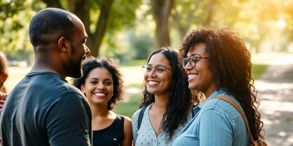 Friends supporting each other in a group.