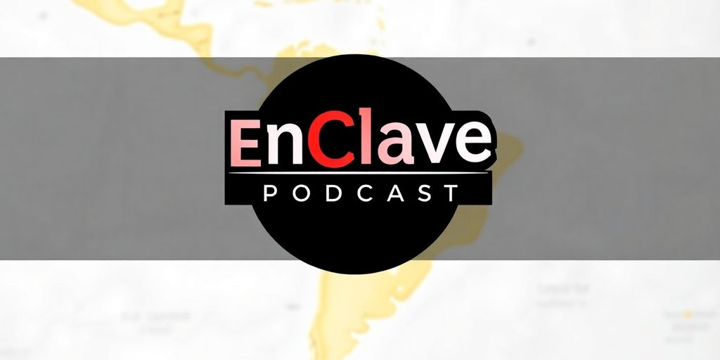 Podcast EnClave Podcast logo sobre mapa de América Latina.