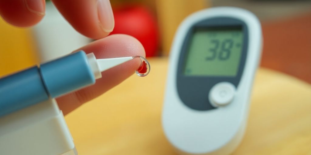Man checking blood sugar with machine.