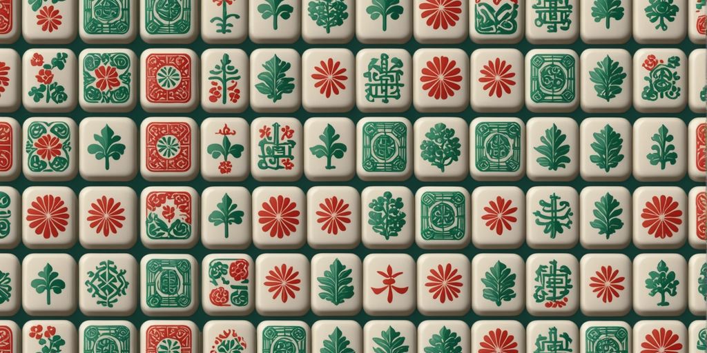 Mahjong tiles arranged in neat rows
