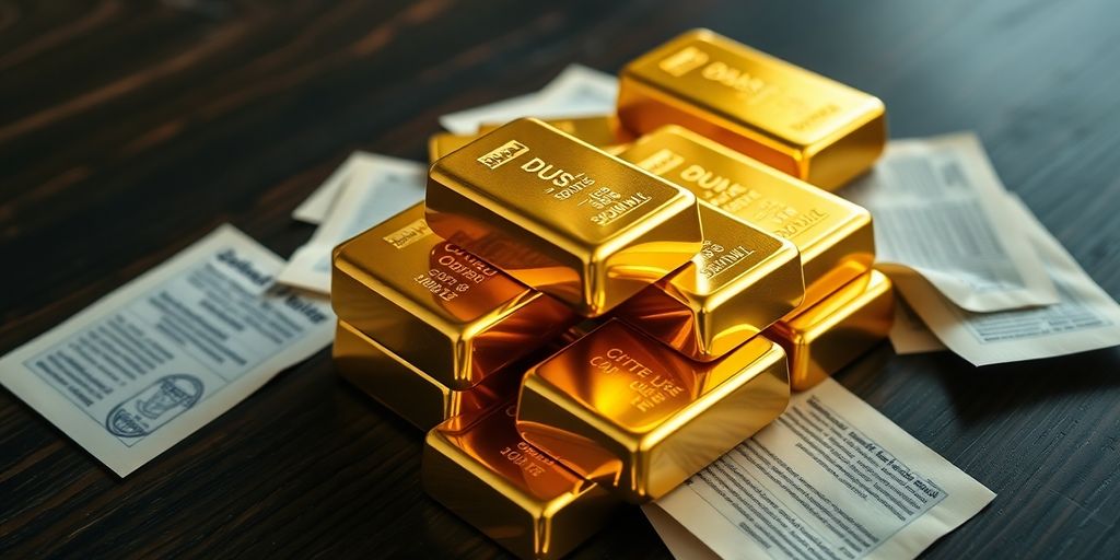 Lingots d'or et documents