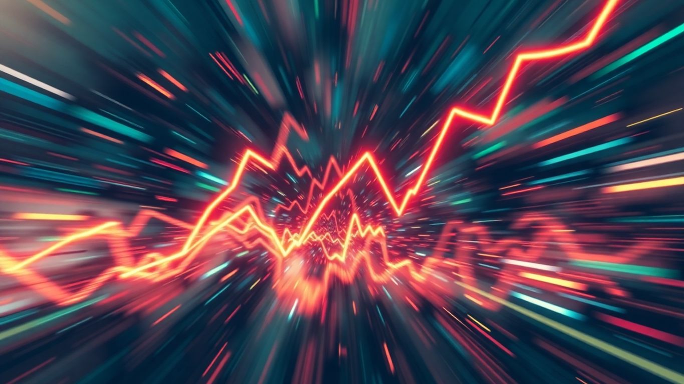 Stock market volatility with upward and downward price movements.