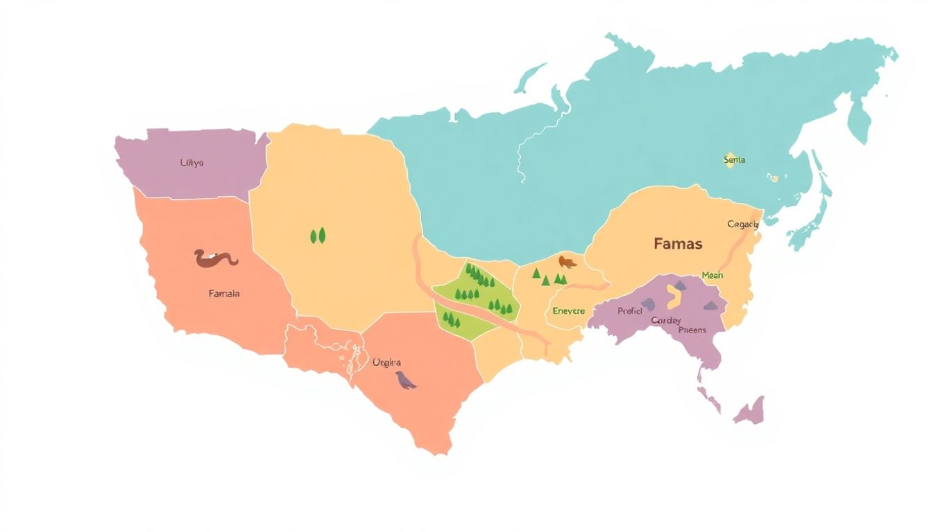 Illustrasjon av geografisk segmentering på et kart.