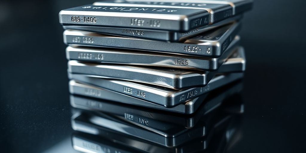 Lingots d'argent empilés