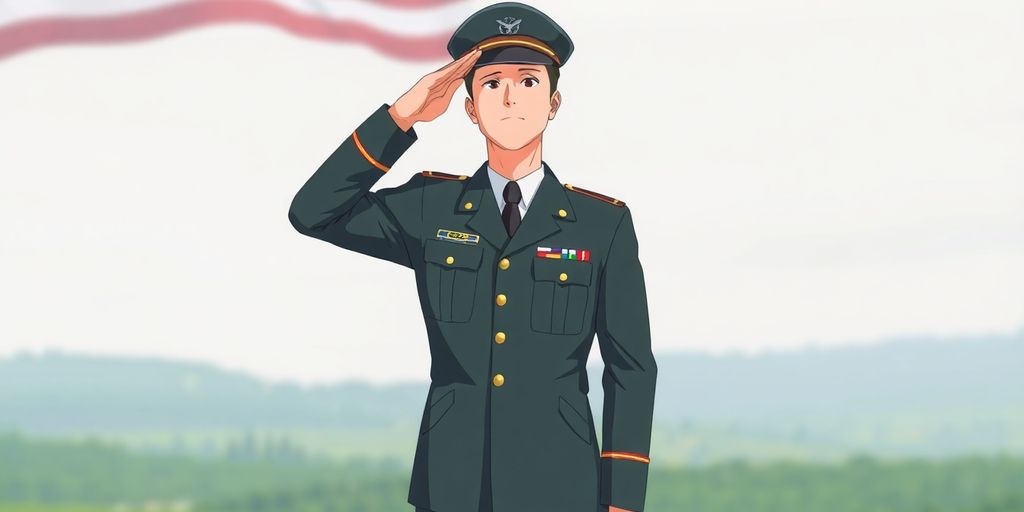 Veteran in uniform saluting