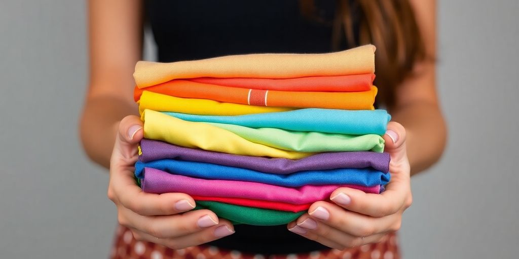 Woman looking at clothing from Shein.