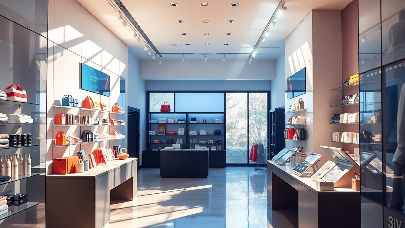Modern e-commerce storefront with product displays.