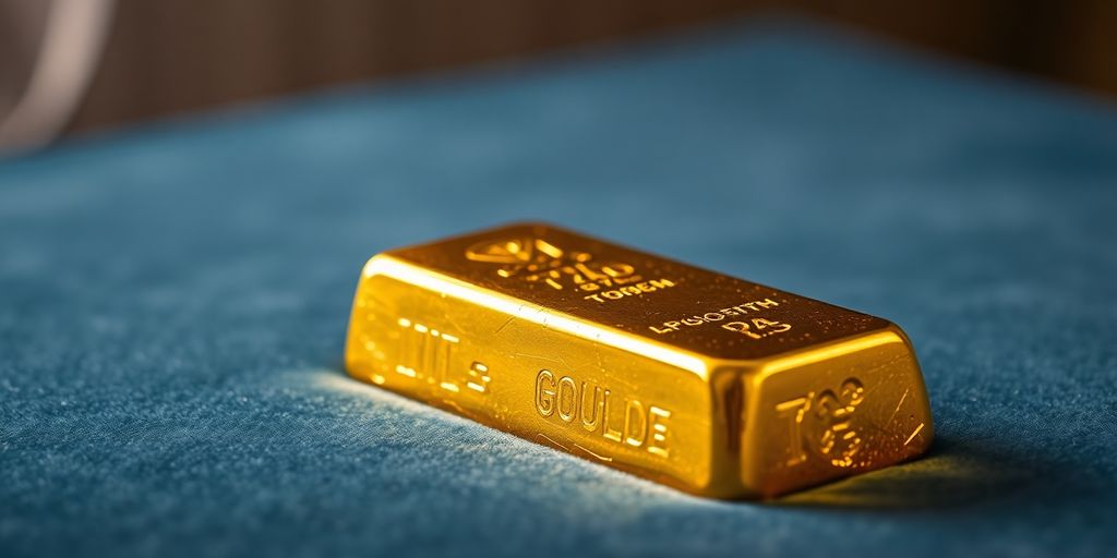 Lingot d'or sur un fond flou et élégant.