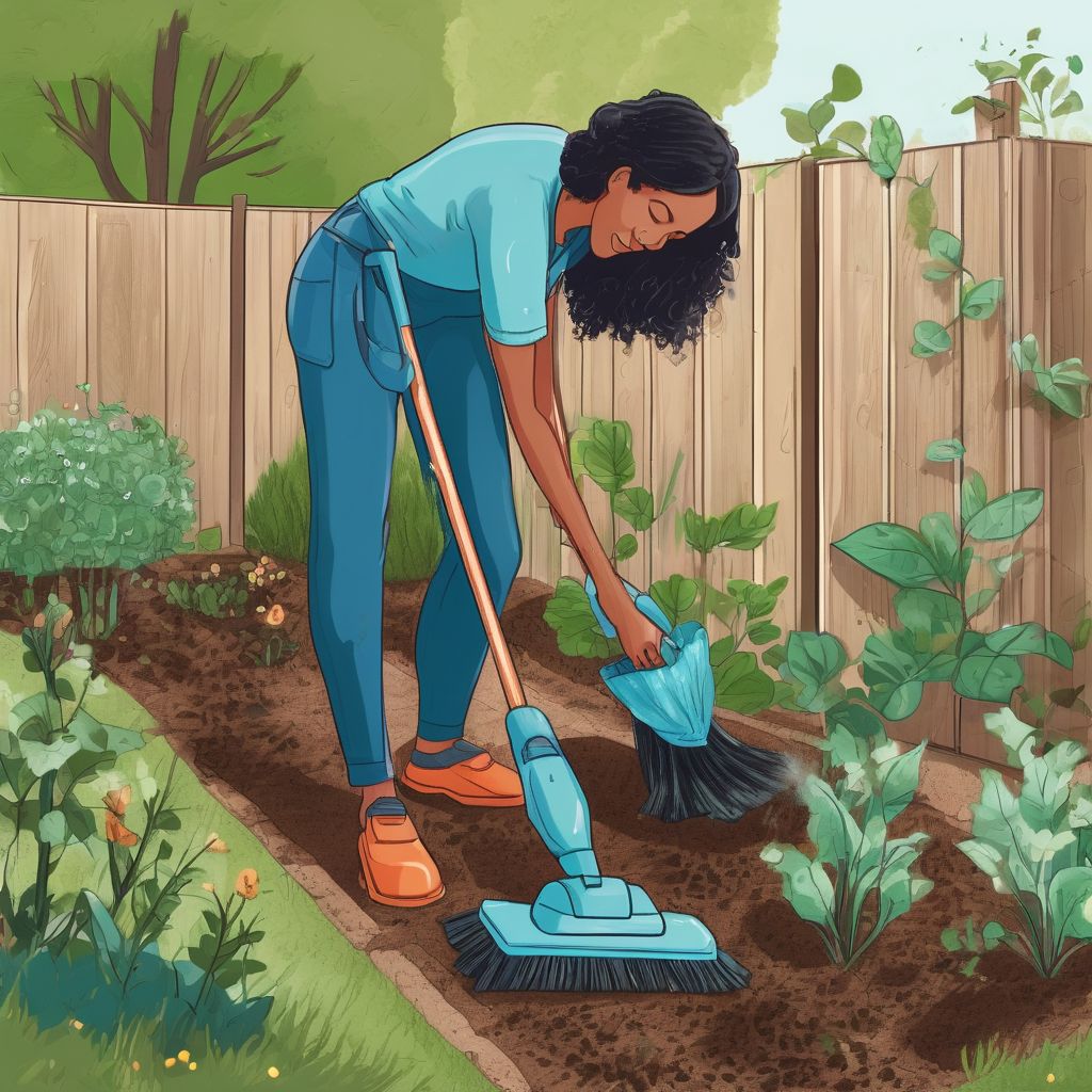 person using eco-friendly tools to clean garden