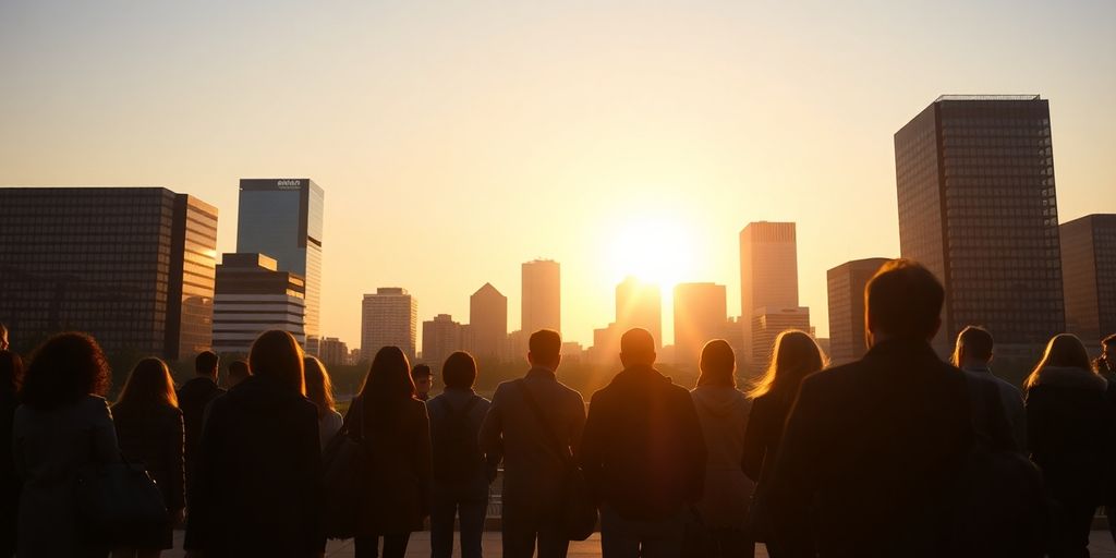 Omaha skyline with people