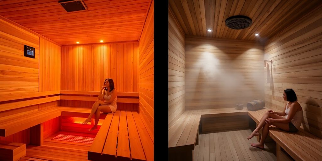 People relaxing in infrared and steam saunas.