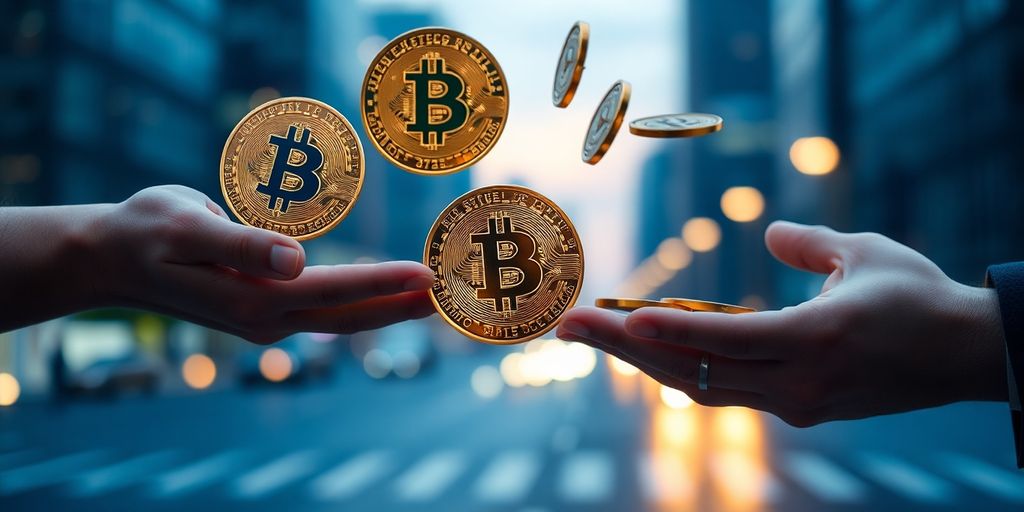 Digital coins flowing quickly between hands