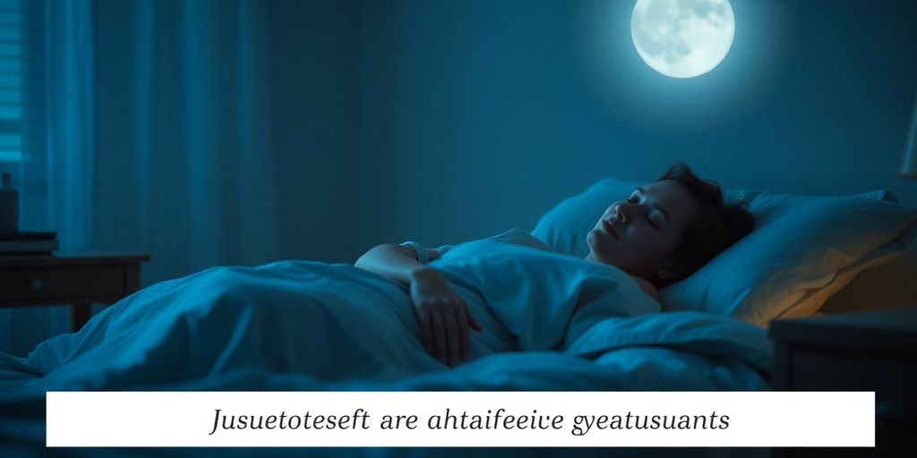 Person peacefully sleeping in a moonlit bedroom.