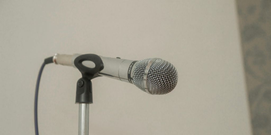 a microphone that is on top of a stand